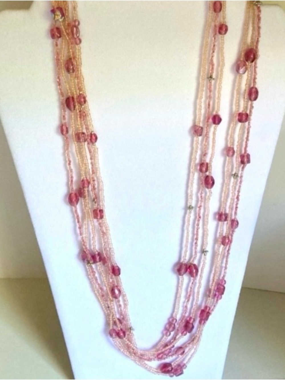 Vintage Layered Pink Beaded Necklace